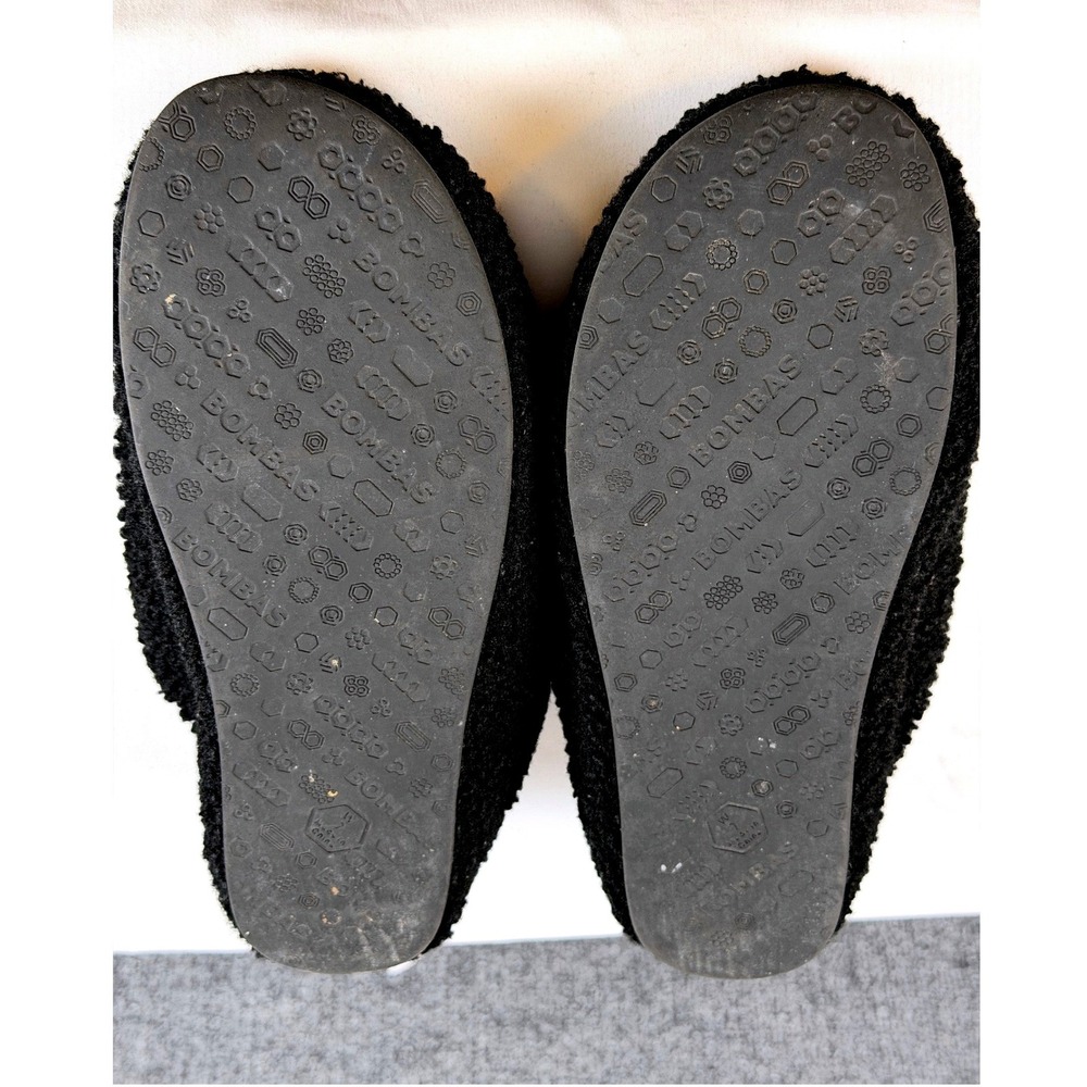 Bombas Sunday Slippers Black Sherpa Fleece Slip On Mule Shoes Womens 7 Mens 5.5 - Picture 4 of 6